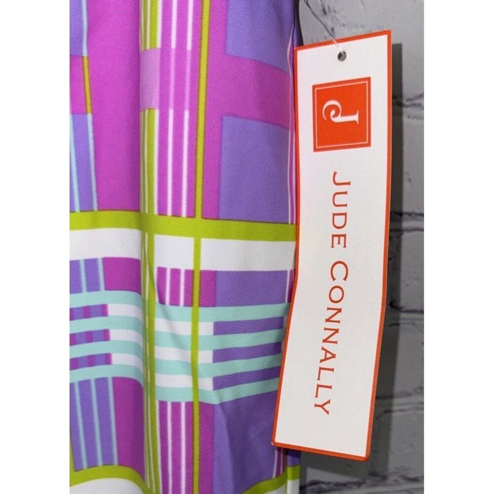NWT JUDE CONNALLY Women's Lucia Pant Leggings Summer Plaid Lilac Medium $158. - Picture 3 of 8